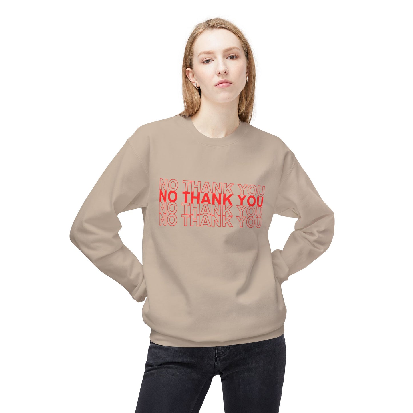 NO THANK YOU Fleece Crewneck Sweatshirt